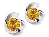 Original Star K™ Round Genuine Citrine Flower Earring Studs