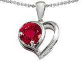 Original Star K™ Heart Shape Pendant With Round Created Ruby