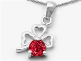 Celtic Love by Kelly Round Created Ruby Lucky Clover Pendant