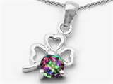Celtic Love by Kelly Round Genuine Mystic Topaz Lucky Clover Pendant