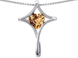 Original Star K™ Large Christian Cross Of Love Pendant With Simulated Imperial Yellow Topaz