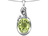 Original Star K™ Loving Mother With Child Family Pendant With Oval 11x9mm Simulated Peridot