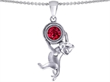 Original Star K™ Cat Lover Pendant with July Birthstone Round 7mm Created Ruby