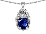 Original Star K™ Loving Mother And Twins Family Pendant With Heart Shape Created Sapphire