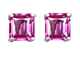 Original Star K™ Square 7mm Created Pink Sapphire Earrings