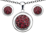 Original Star K™ Created Ruby Round Puffed Pendant Box Set with matching earrings