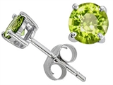 Original Star K™ Classic Round 6mm Earring Studs with Genuine Peridot