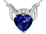 Celtic Love™ by Kelly Claddagh Love Pendant With 8mm Heart Created Sapphire and Genuine Diamond