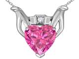 Celtic Love™ by Kelly Claddagh Love Pendant With 8mm Heart Created Pink Sapphire and Genuine Diamond