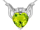 Celtic Love by Kelly™ Claddagh Love Pendant With 8mm Heart Genuine Peridot and Genuine Diamond