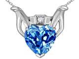 Celtic Love™ by Kelly Claddagh Love Pendant With Genuine Blue Topaz and Genuine Diamond