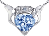Celtic Love™ by Kelly Claddagh Love Pendant With Simulated Aquamarine and Genuine Diamond
