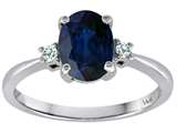 Tommaso Design™ 8x6mm Oval Genuine Sapphire and Diamond Engagement Ring