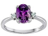 Tommaso Design™ 8x6mm Oval Genuine Amethyst and Diamond Engagement Ring
