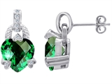 Original Star K™ Heart Shape Simulated Emerald Large Designer Hanging Drop Earrings