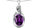 Original Star K™ Loving Mother With Child Family Pendant With Oval 11x9mm Simulated Amethyst