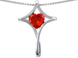 Original Star K™ Large Christian Cross Of Love Pendant With Heart Simulated Mexican Fire Opal