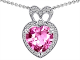 Original Star K™ Heart Shape Created Pink Sapphire And Cubic Zirconia Pendant