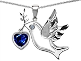 Original Star K™ Peace Love Dove Pendant with 7mm Heart Shape Created Sapphire