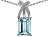 Tommaso Design™ Emerald Cut 8x6mm Genuine Aquamarine Pendant