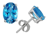 Original Star K™ Classic Oval 7x5mm Genuine Blue Topaz Earring Studs