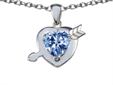 Original Star K™ Arrow Love with Heart Shape 8mm Simulated Aquamarine Pendant