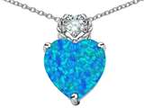 Original Star K™ 8mm Heart Shape Created Blue Opal Pendant