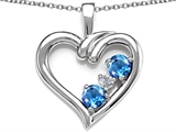Original Star K™ Open Heart 3 Stone Pendant with Genuine Blue Topaz
