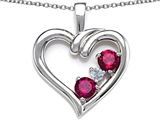 Original Star K™ Open Heart 3 Stone Pendant with Created Ruby