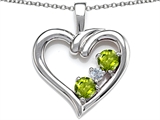 Original Star K™ Open Heart 3 Stone Pendant with Genuine Peridot