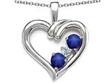 Original Star K™ Open Heart 3 Stone Pendant with Created Star Sapphire