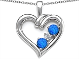Original Star K™ Open Heart 3 Stone Pendant with Created Blue Opal