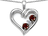 Original Star K™ Open Heart 3 Stone Pendant with Genuine Garnet