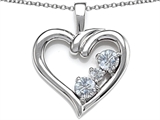 Original Star K™ Open Heart 3 Stone Pendant with Genuine White Topaz