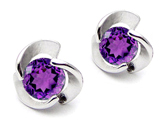 Original Star K™ 6mm Round Genuine Amethyst Flower Earring Studs