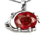 Original Star K™ Lucky Pig Pendant With Large Oval Created Ruby 12x10mm
