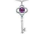 Original Star K™ Large Clover Shape Key To My Heart Pendant with Round 7mm Simulated Alexandrite