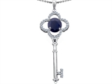Original Star K™ Large Clover Shape Key To My Heart Pendant with Round 7mm Black Sapphire