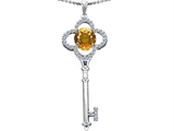 Original Star K™ Large Clover Shape Key To My Heart Pendant with Round 7mm Genuine Citrine