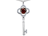Original Star K™ Large Clover Shape Key To My Heart Pendant with Round 7mm Genuine Garnet
