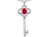Original Star K™ Large Clover Shape Key To My Heart Pendant with Round 7mm Created Ruby