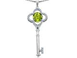 Original Star K™ Large Clover Shape Key To My Heart Pendant with Round 7mm Genuine Peridot