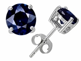 Original Star K™ Classic Round 7mm Created Sapphire Dark Blue Earring Studs