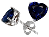 Original Star K™ Classic Heart Shape 7mm Created Sapphire Dark Blue Earring Studs