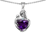 Original Star K™ Loving Mother With Child Hugging Pendant With Heart Shape Simulated Amethyst