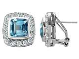 Original Star K™ Square Cut Simulated Aquamarine Earrings