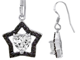 Original Star K™ Heart Shape Cubic Zirconia  Black Star Hanging Hook Earrings