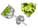 Tommaso Design™ Heart Shape Genuine Peridot Earring Studs