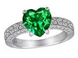 Original Star K™ 8mm Heart Shape Simulated Emerald Engagement Ring