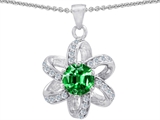 Original Star K™ Round 7mm Simulated Emerald Flower Pendant
